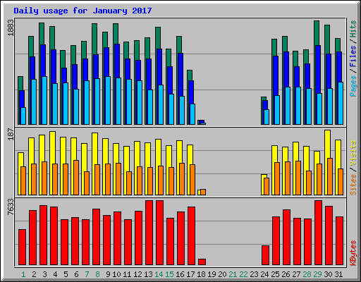 Daily usage for January 2017