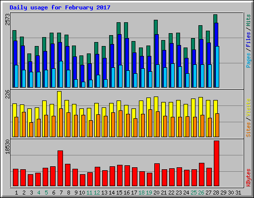 Daily usage for February 2017
