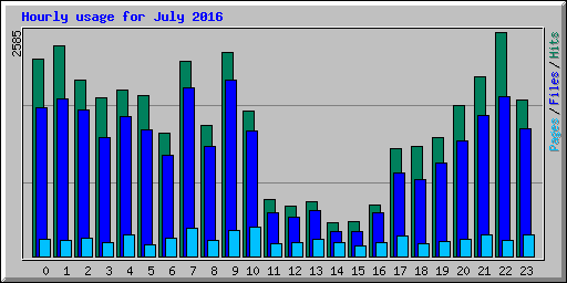 Hourly usage for July 2016
