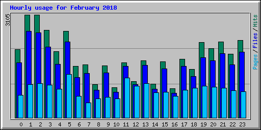 Hourly usage for February 2018